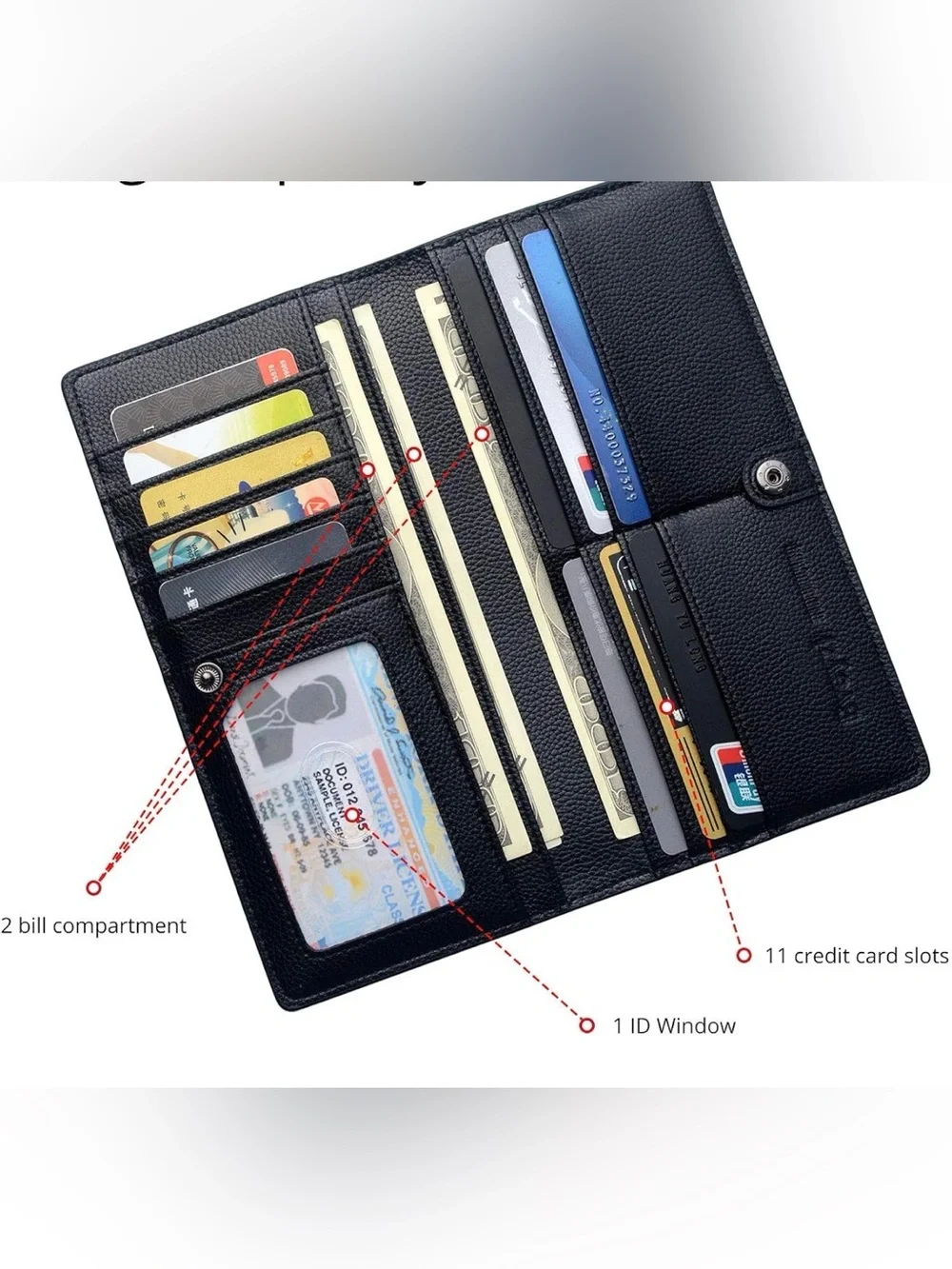 YNS Generic Black Leather Long Wallet - Picture 6 of 6
